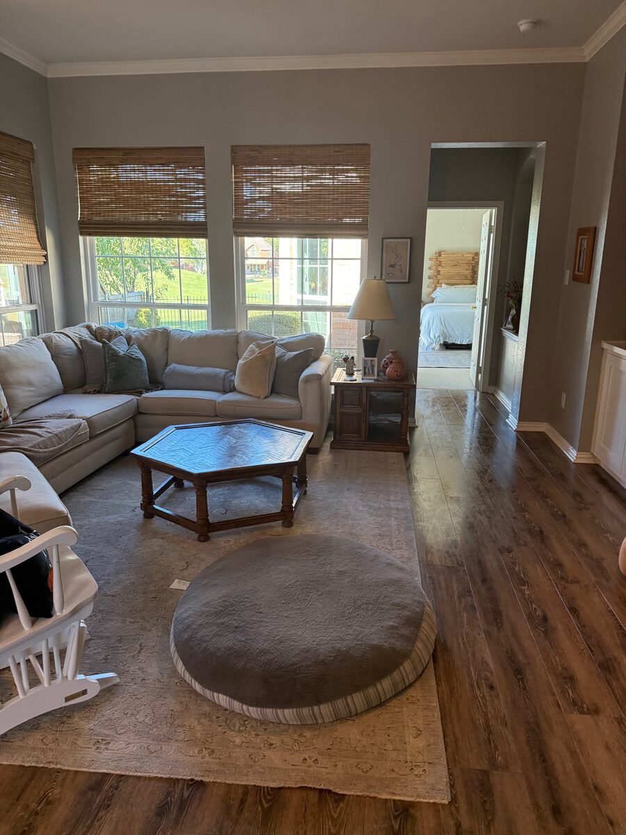 A living room left tidy after a SusyQ’s Cleaning visit